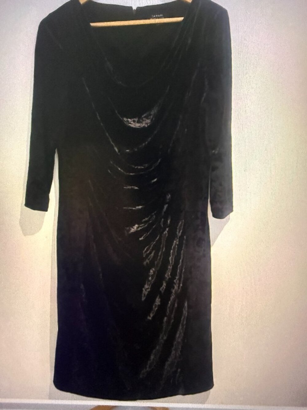 Tahari Arthur S Levine Dress Womens 10 Black Crushed Velvet Party Size 16
